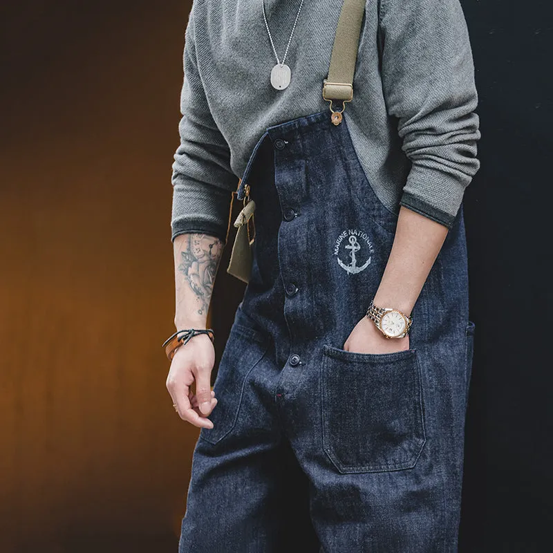 Men's Canvas Naval Dungaree Overalls In Blue