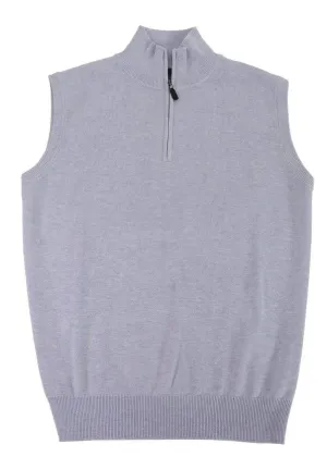 Mens Quarter Zip Mock Neck Light Weight Cotton Sweater Vests Available in 7-Colors