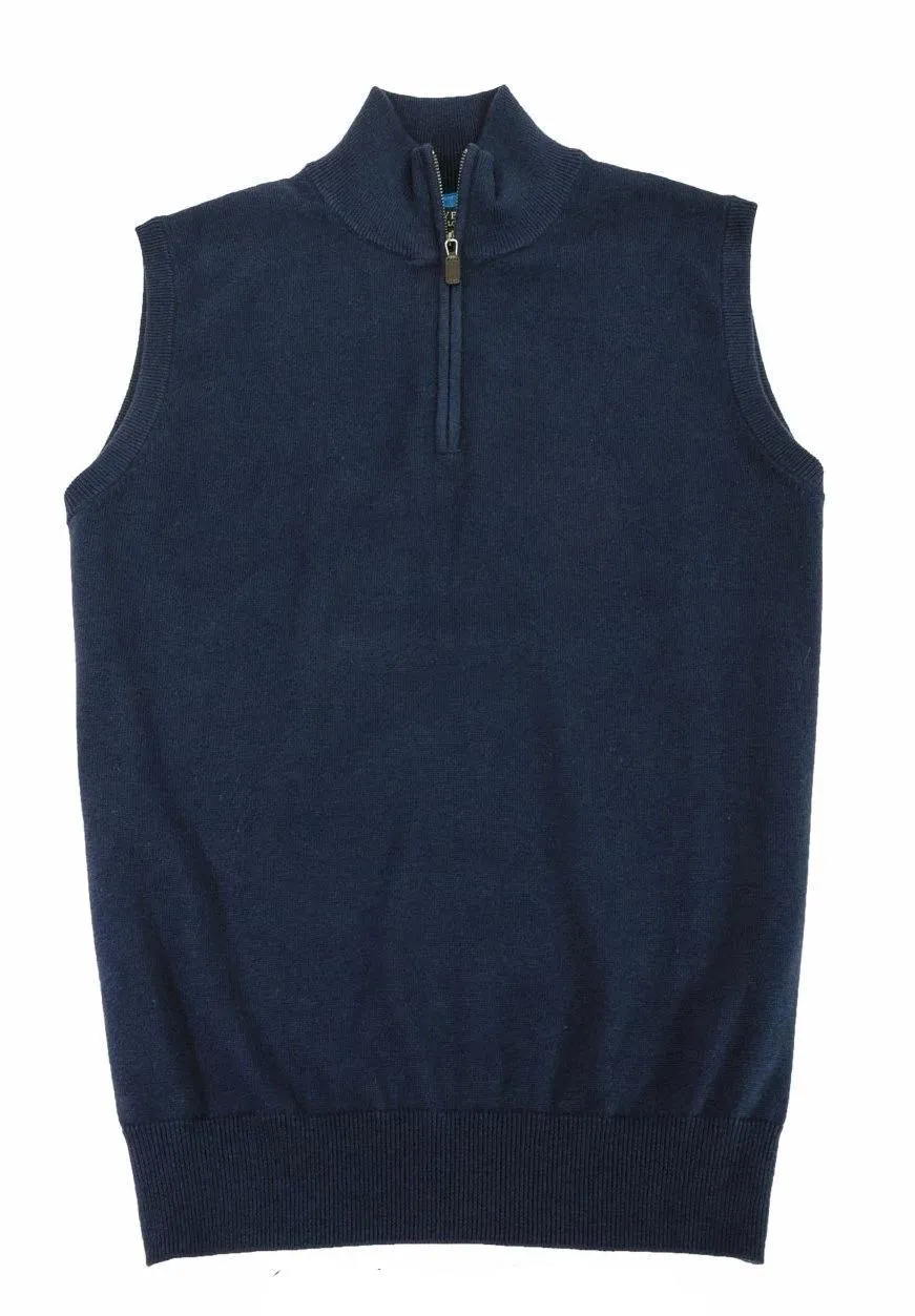 Mens Quarter Zip Mock Neck Light Weight Cotton Sweater Vests Available in 7-Colors