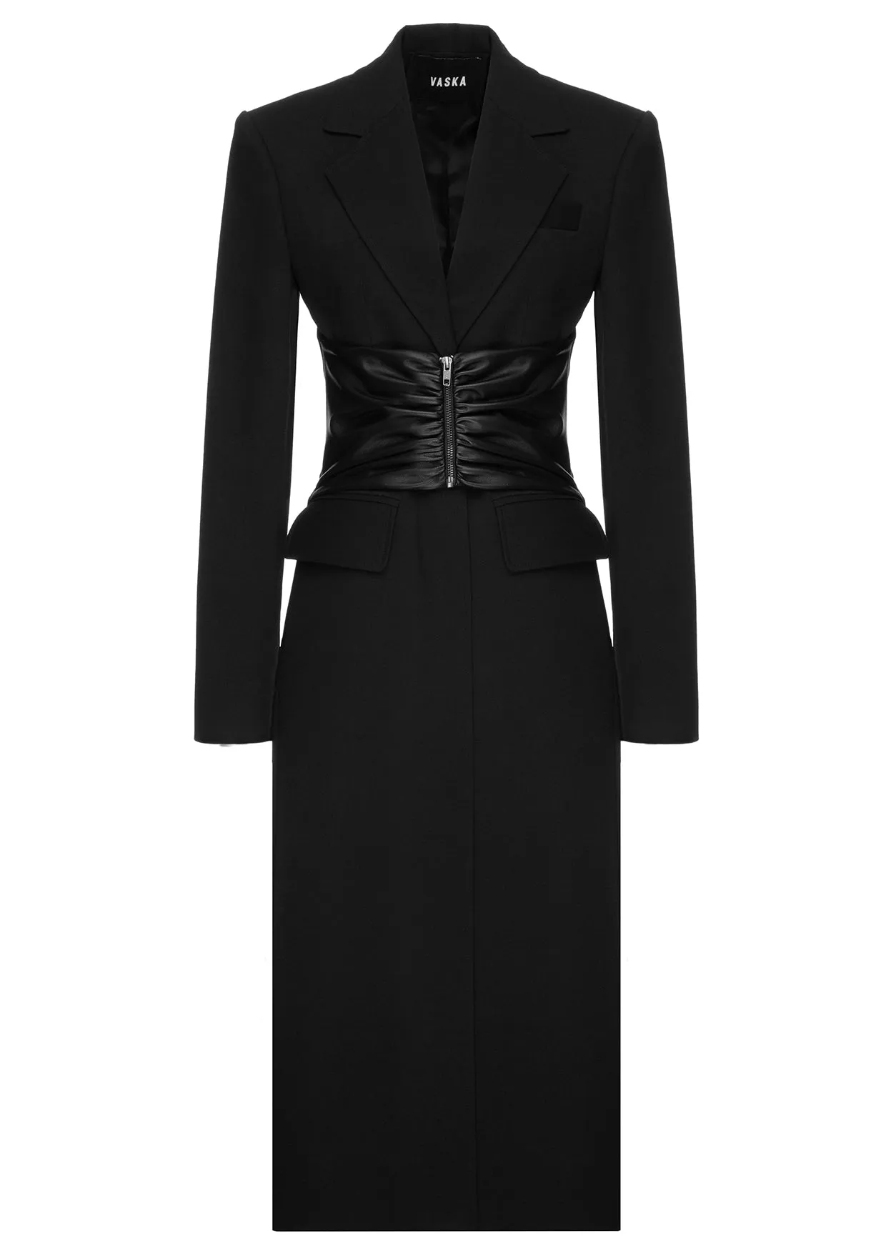 Non-Detachable Belt Cotton-Mix Long Coat