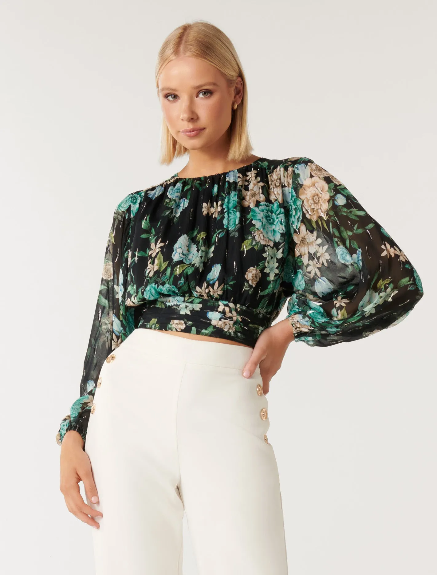 Odette Blouson Long Sleeve Blouse