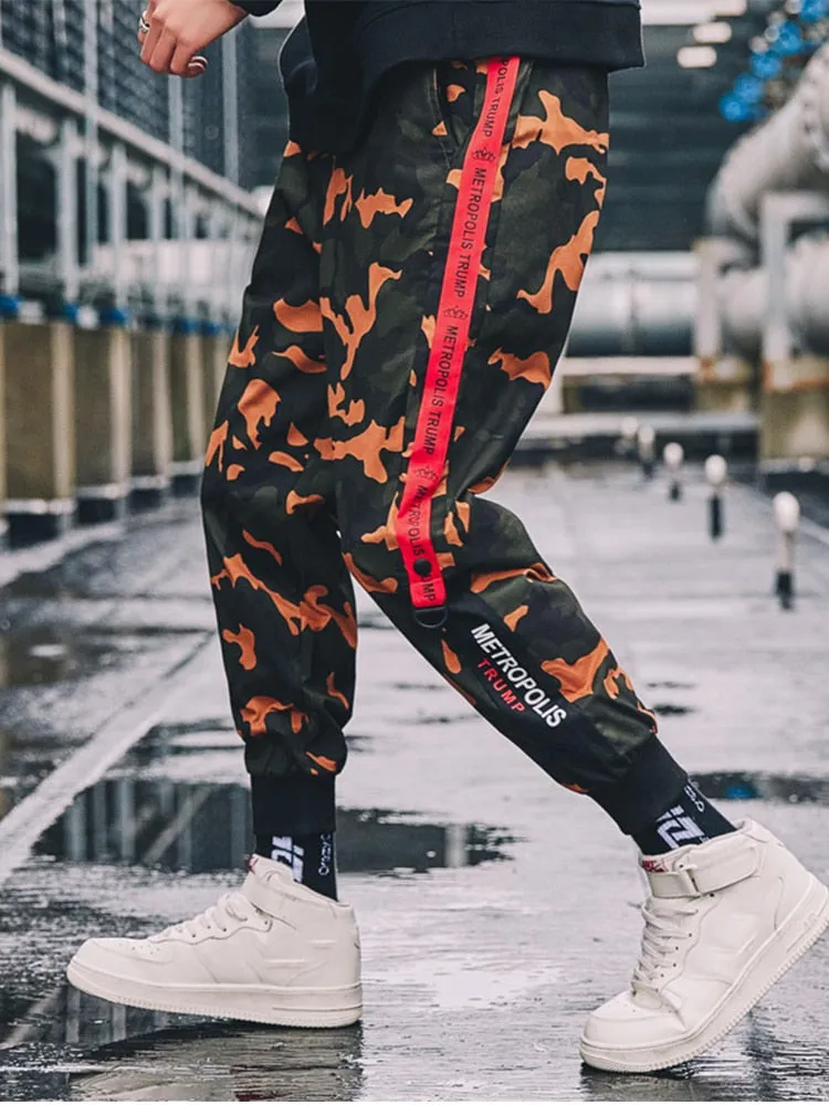 Orange Camo Streetwear Jogger Hip Hop Style Men Pant