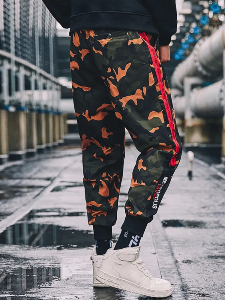 Orange Camo Streetwear Jogger Hip Hop Style Men Pant