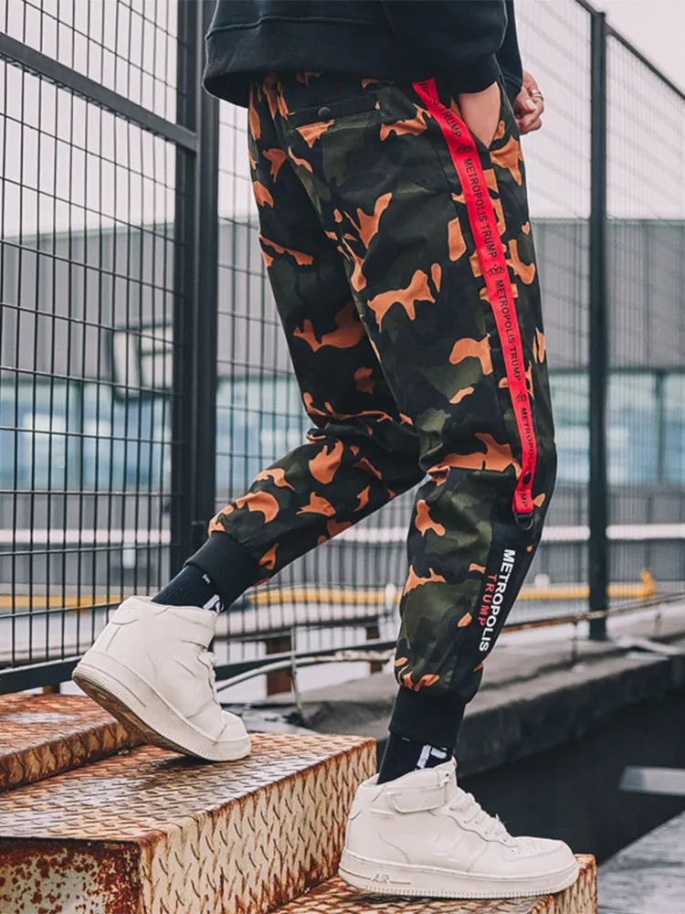 Orange Camo Streetwear Jogger Hip Hop Style Men Pant