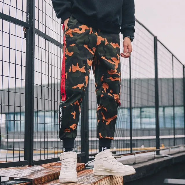 Orange Camo Streetwear Jogger Hip Hop Style Men Pant