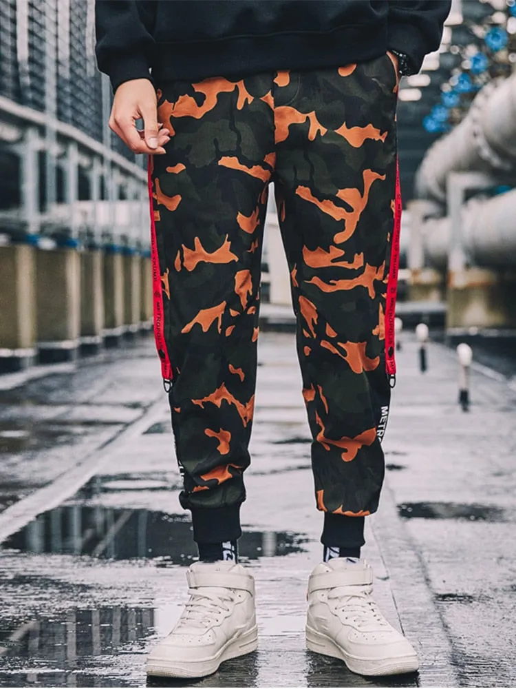 Orange Camo Streetwear Jogger Hip Hop Style Men Pant