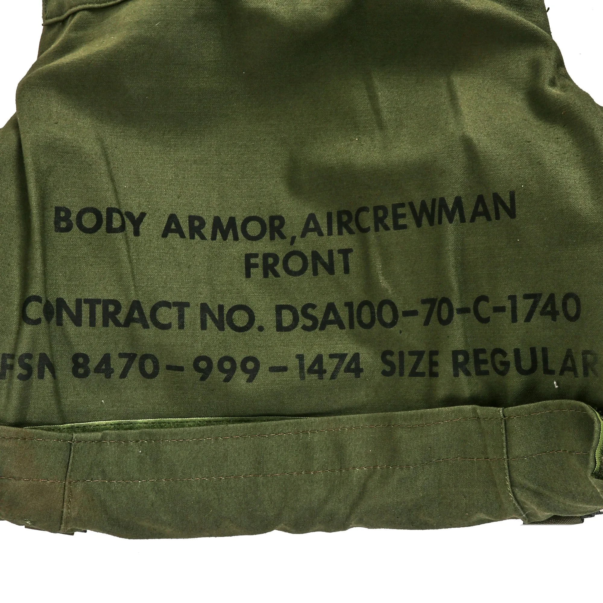 Original U.S. Vietnam War Helicopter Air Crew Ballistic Armored Vest Size Regular with Front Armor Plate