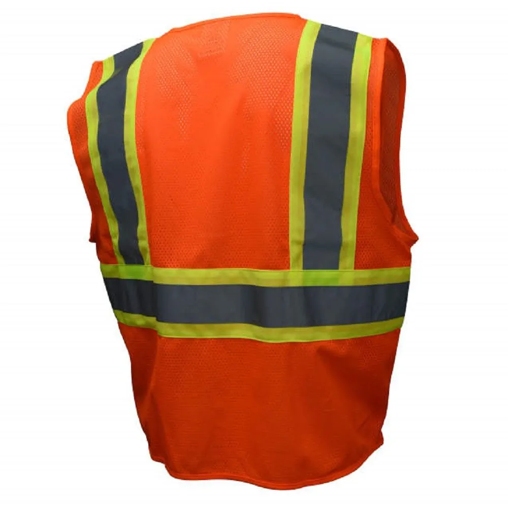 Radians SV22-2ZOM Economy Type R Class 2, Two-Tone Trim Safety Vest, Hi-Vis Orange, 1 Each