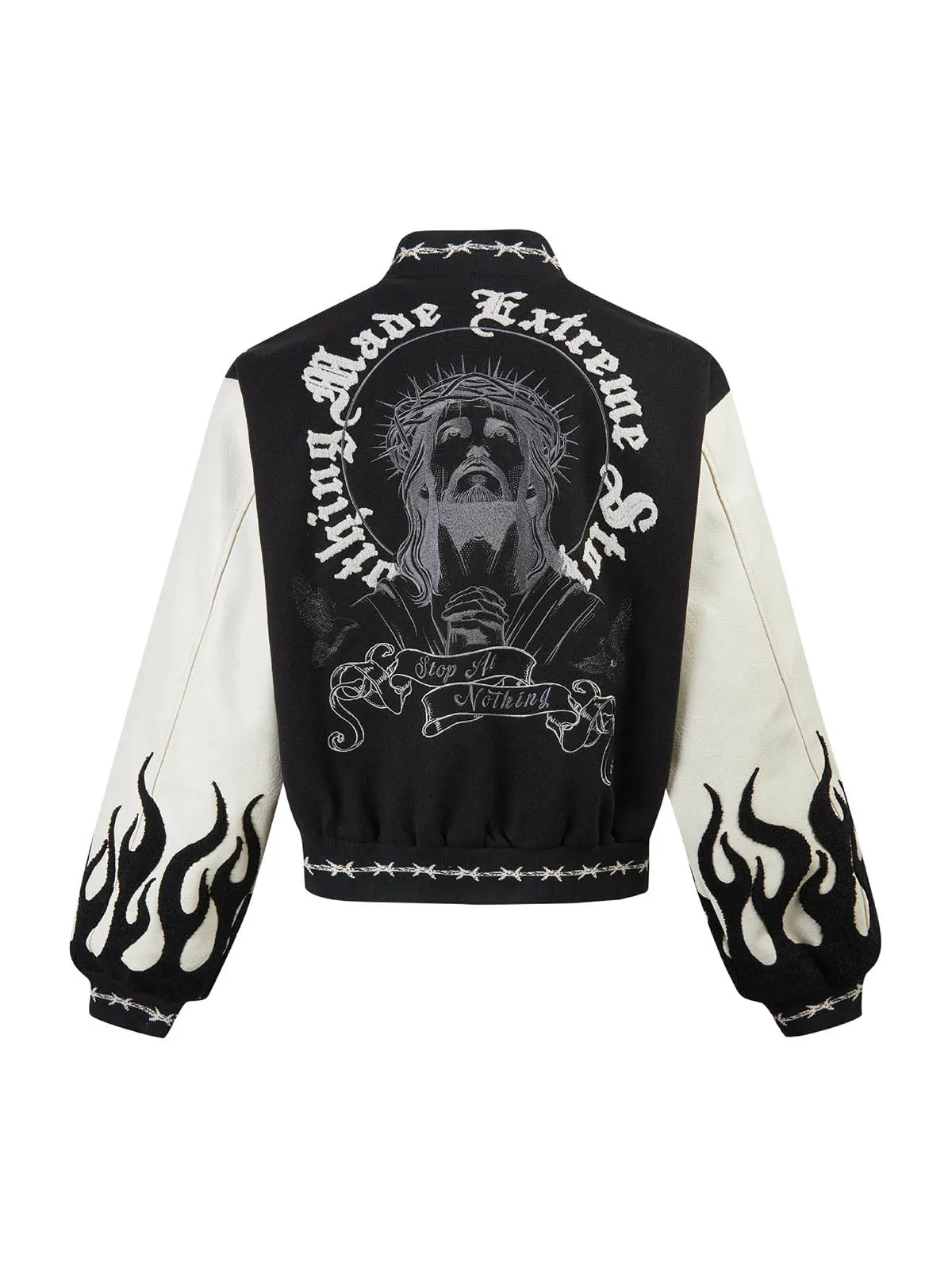 Retro Heavy Embroidery Devil Bomber Jacket