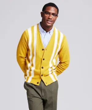 Retro Stripe Cardigan in Chartreuse