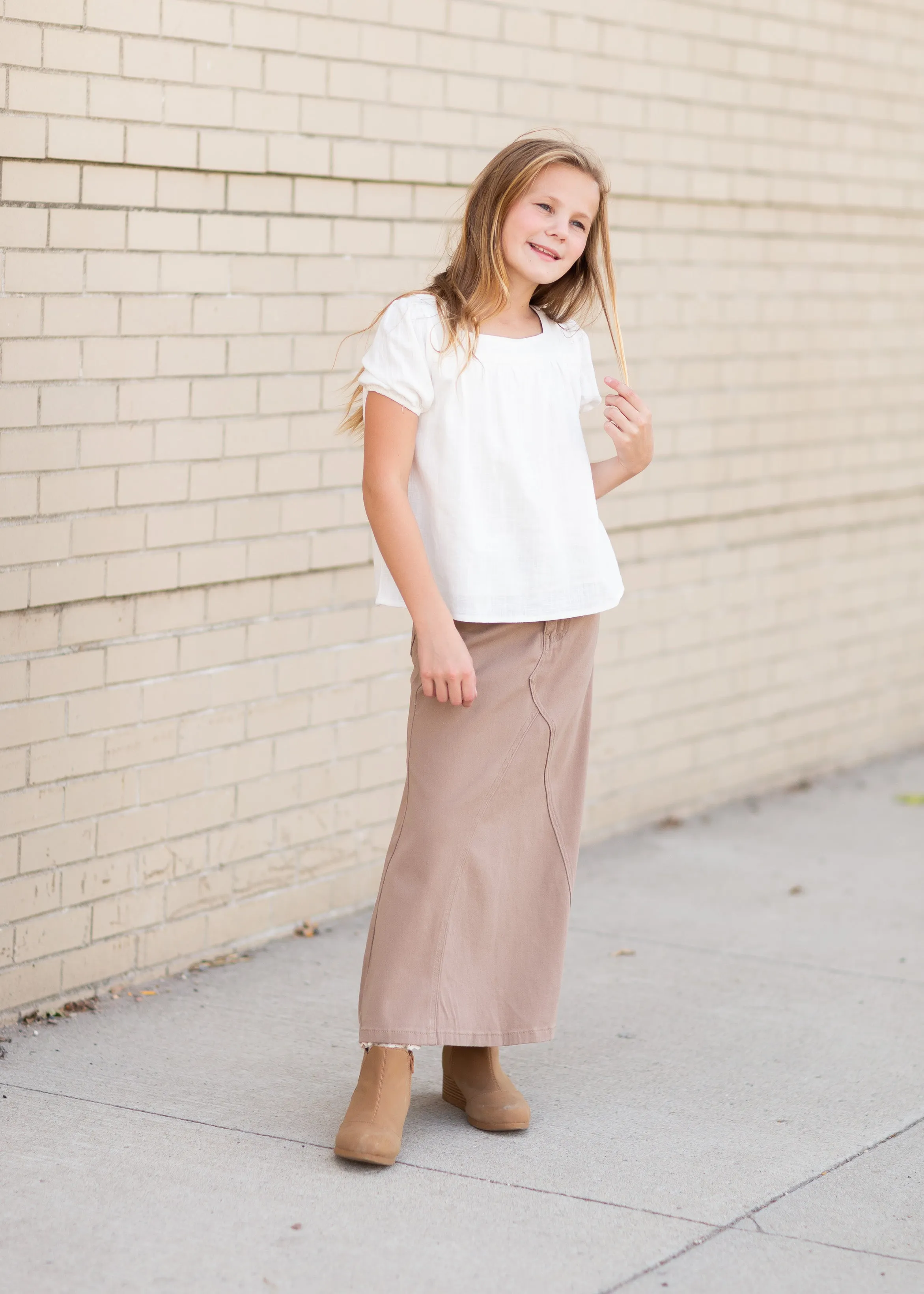 Ruthie A-Line Long Khaki Skirt - FINAL SALE