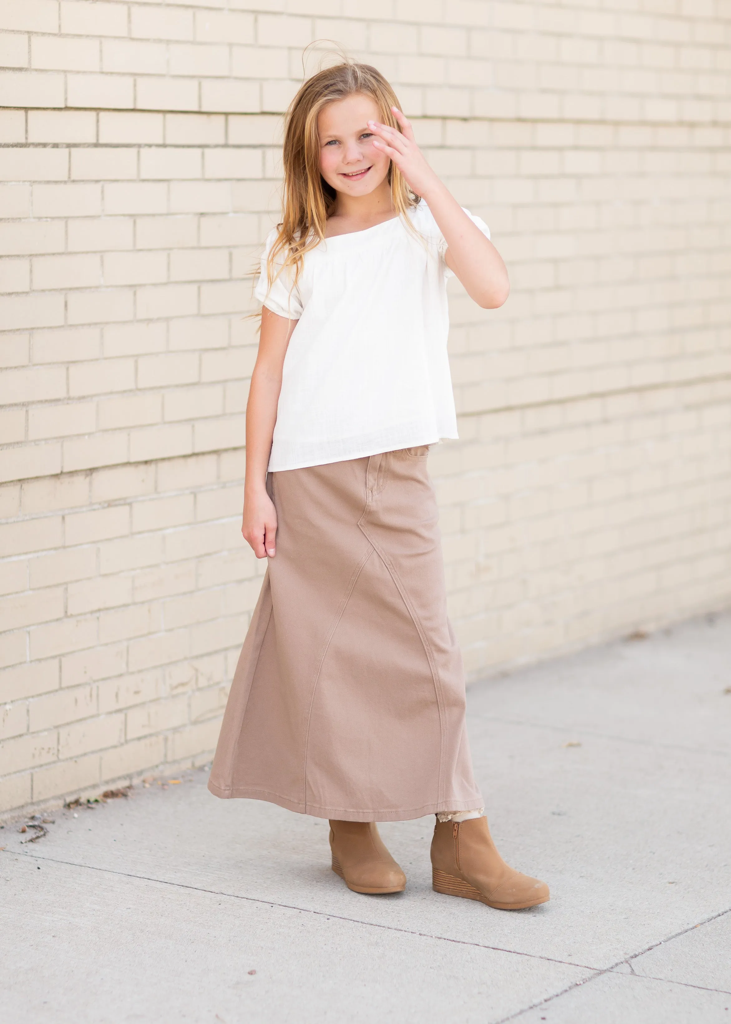 Ruthie A-Line Long Khaki Skirt - FINAL SALE