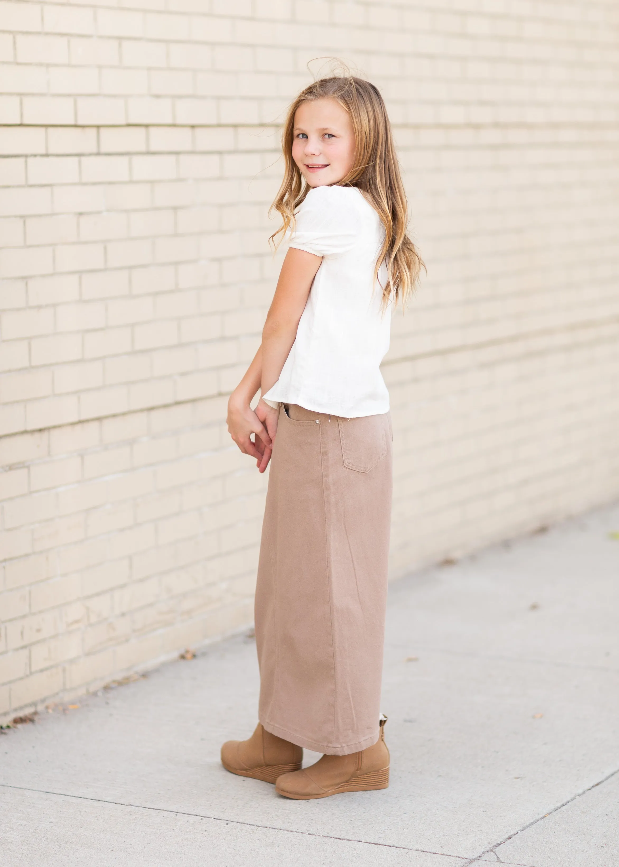 Ruthie A-Line Long Khaki Skirt - FINAL SALE