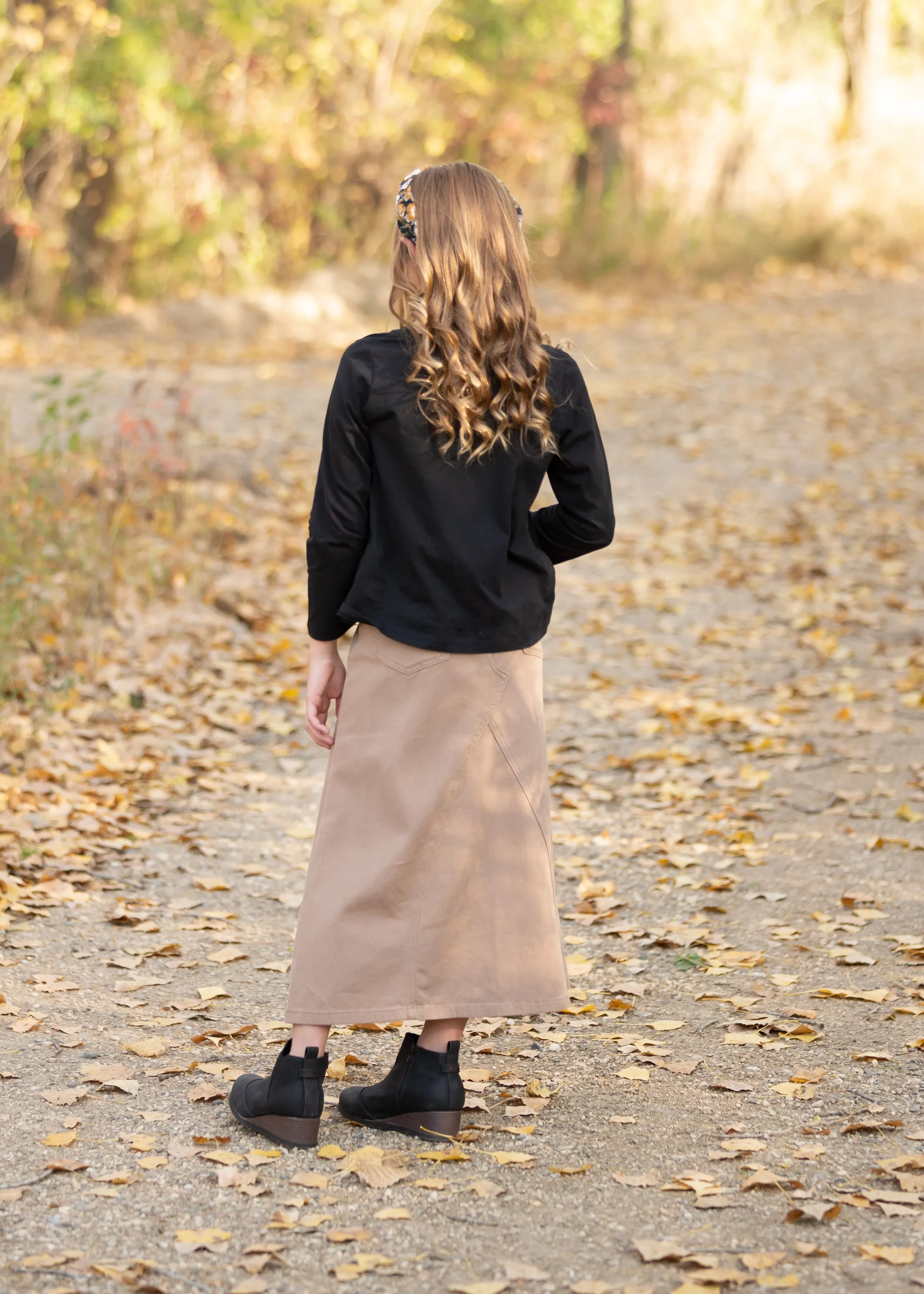 Ruthie A-Line Long Khaki Skirt - FINAL SALE