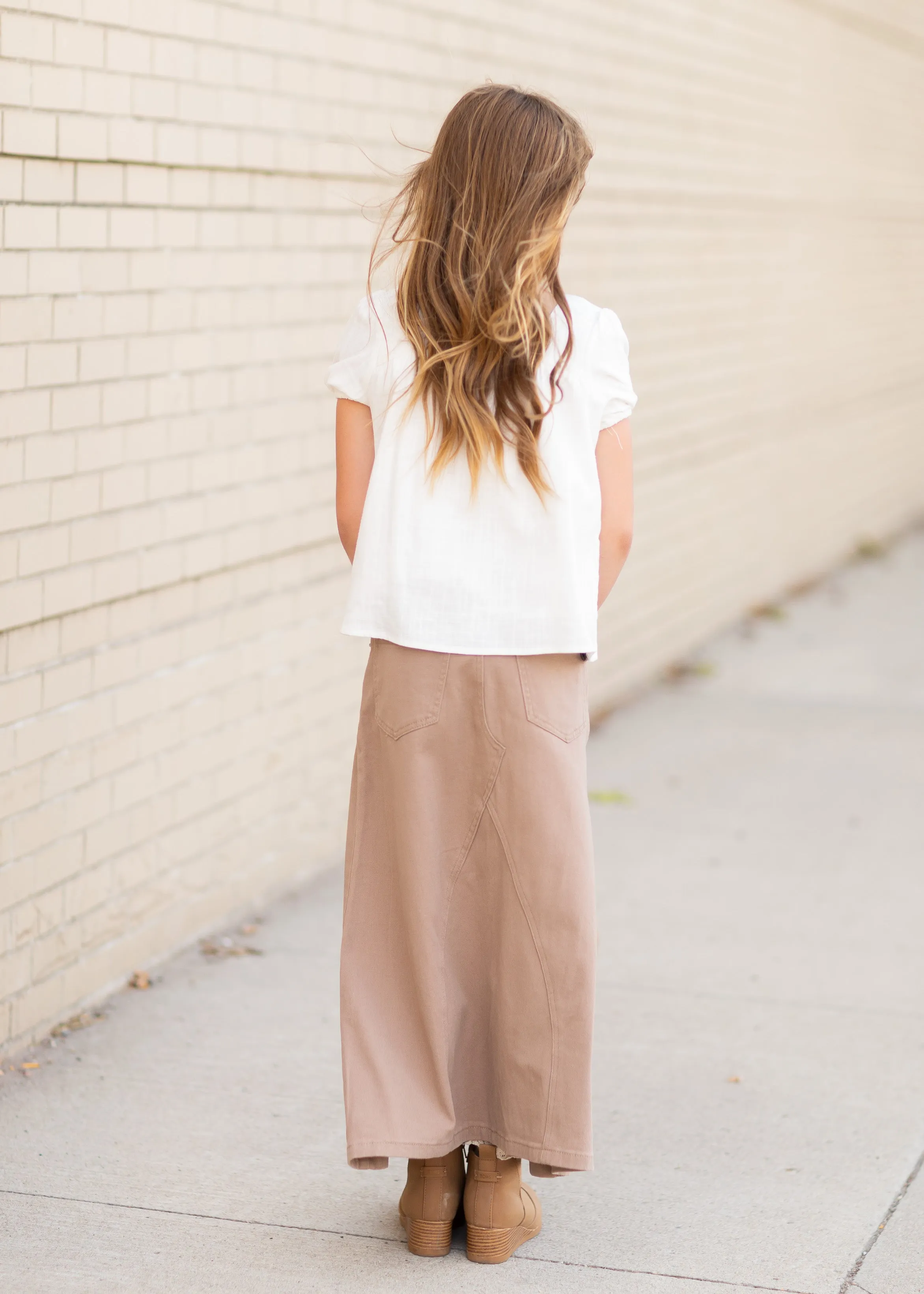 Ruthie A-Line Long Khaki Skirt - FINAL SALE