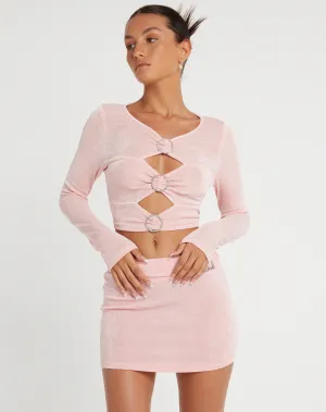 Ruti Long Sleeve Top in Crepe Baby Pink