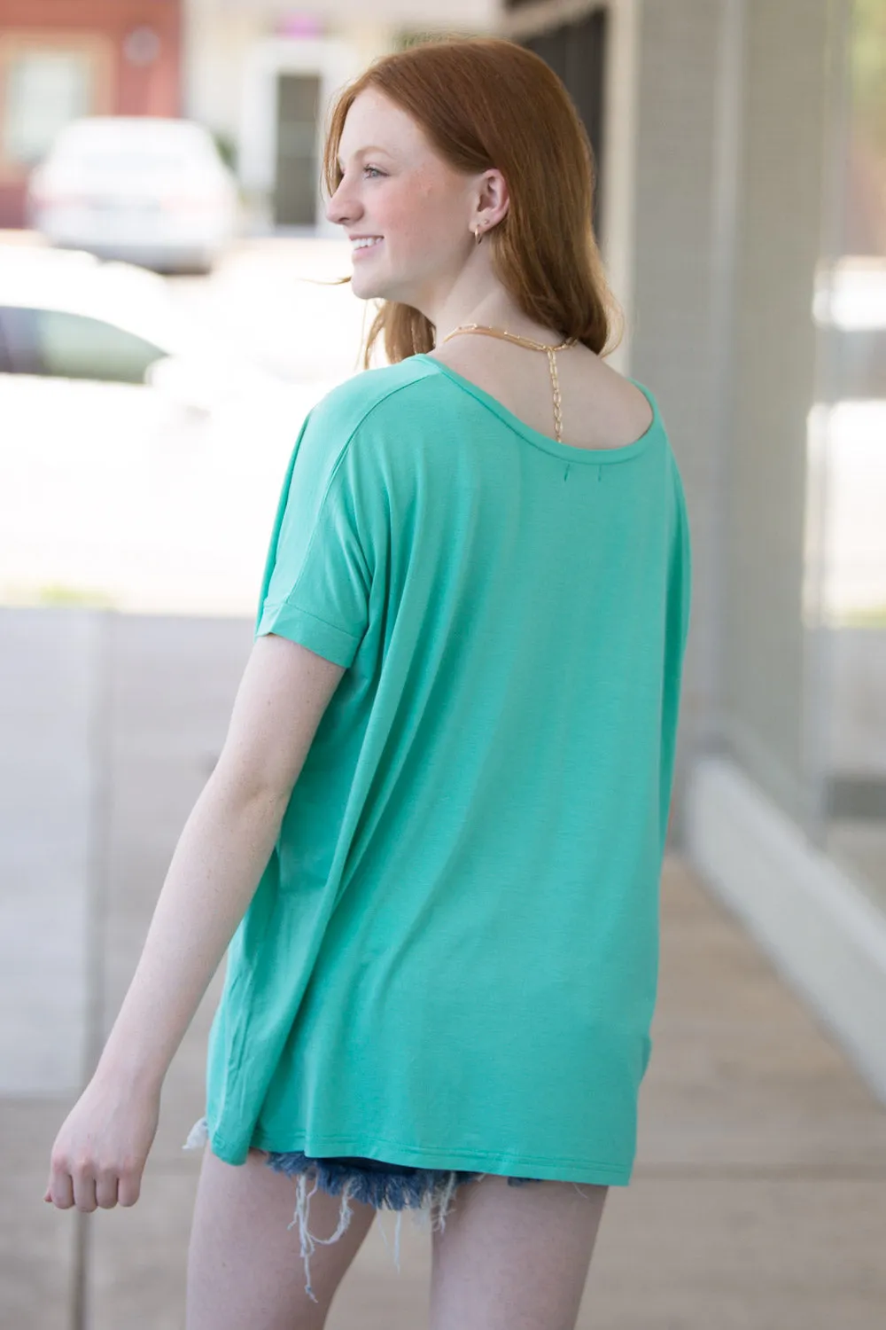 SALE-The Perfect Piko V-Neck Short Sleeve Top-Seamoss