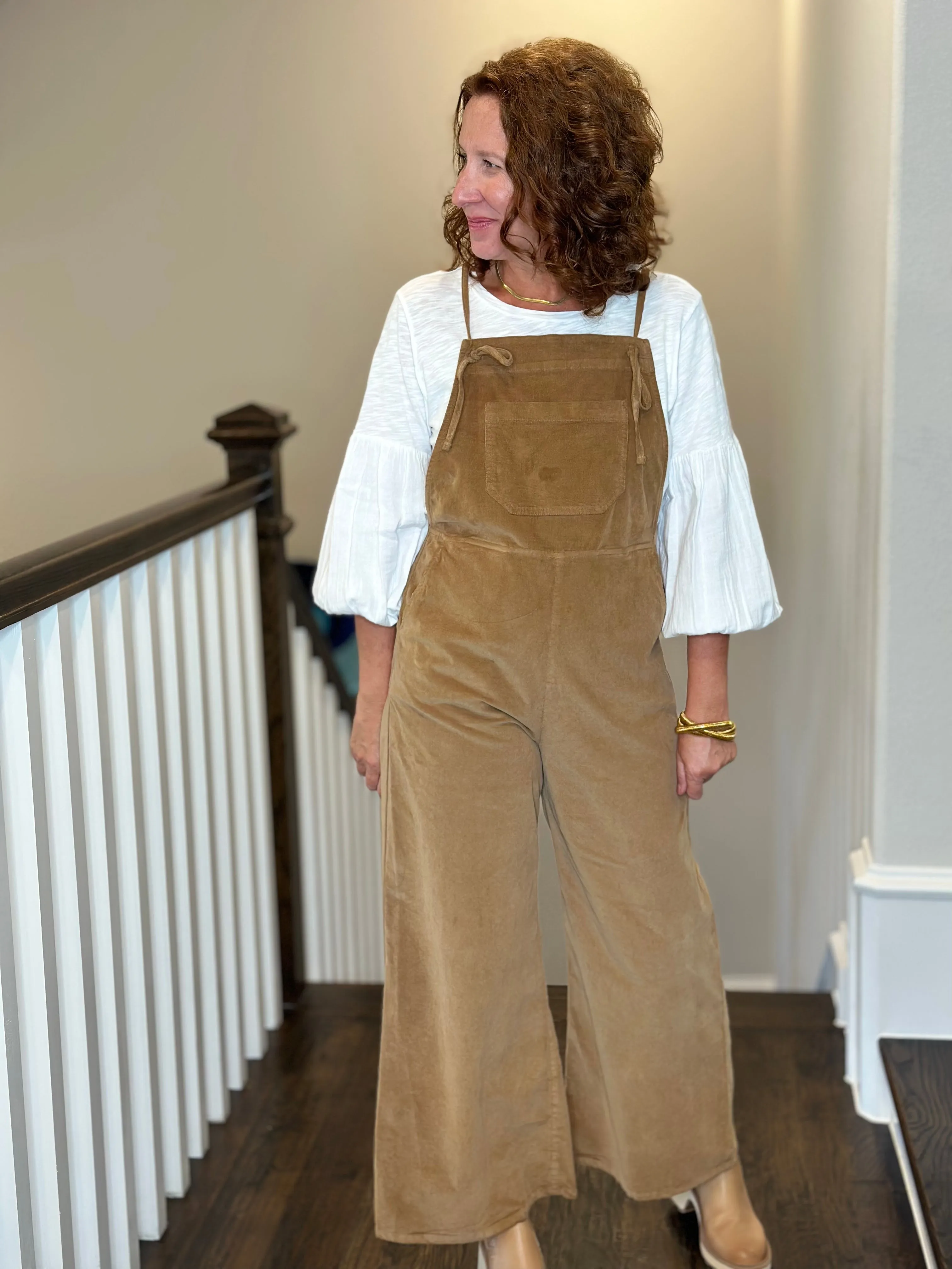 Self Contrast Lanie Overalls in Camel