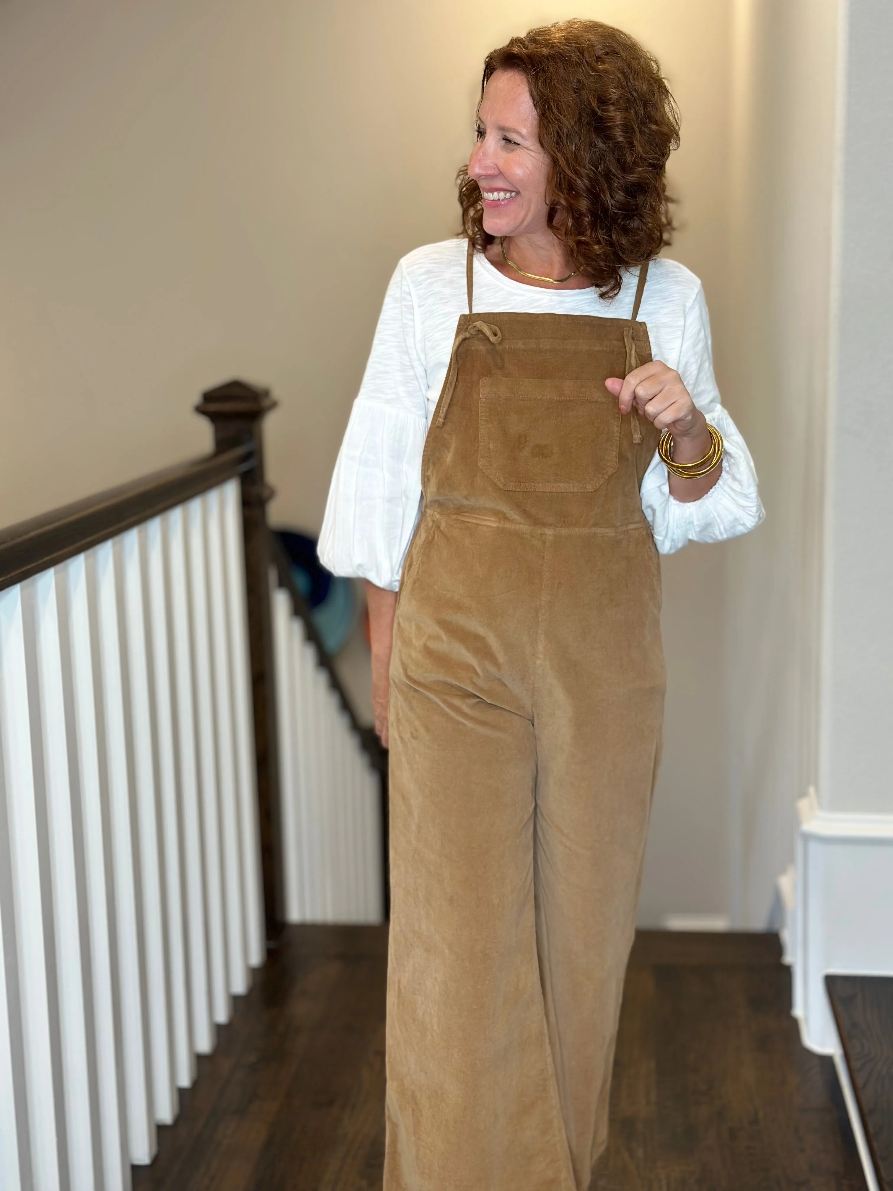 Self Contrast Lanie Overalls in Camel