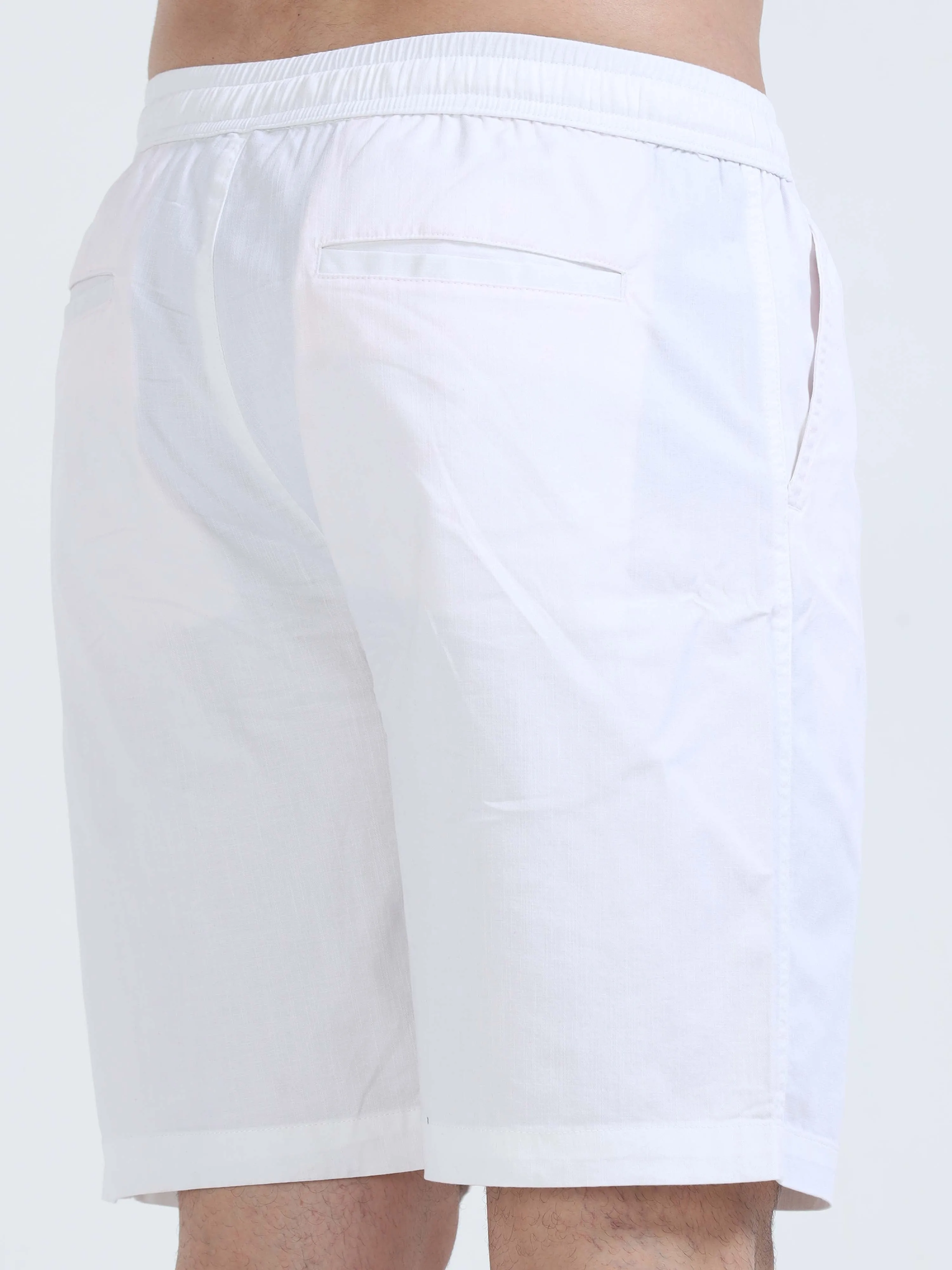 Soft Cotton White Basic Shorts