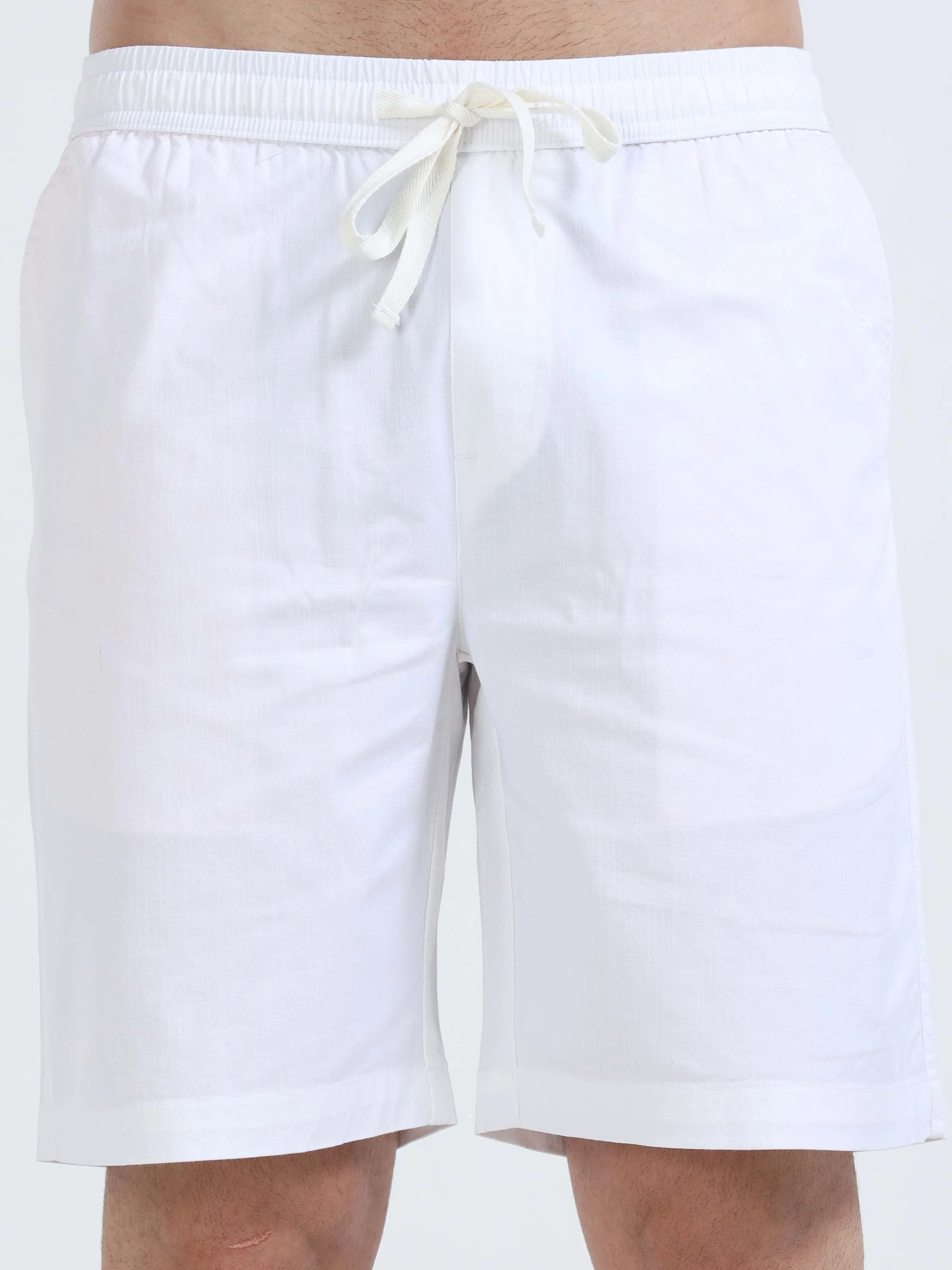 Soft Cotton White Basic Shorts