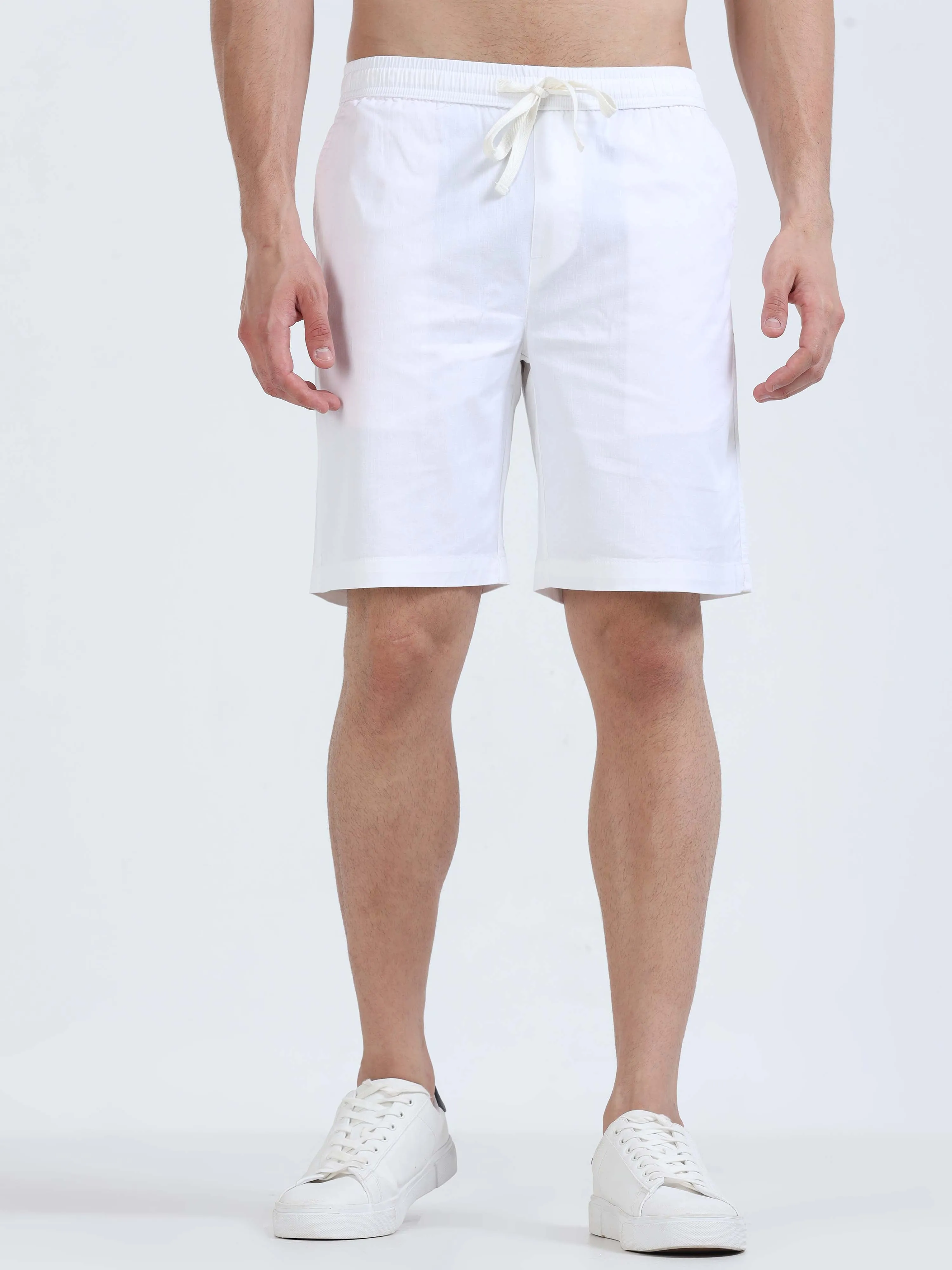 Soft Cotton White Basic Shorts