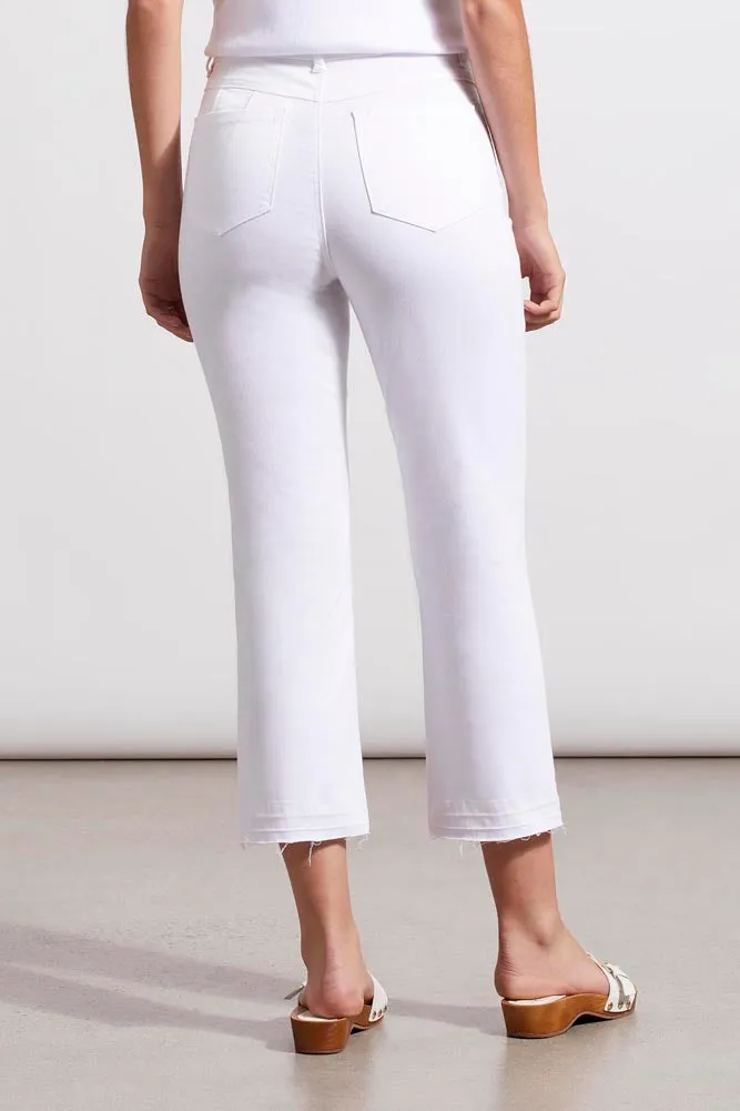 Sophia Micro Flare Crop Jeans in White by Tribal