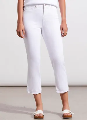 Sophia Micro Flare Crop Jeans in White by Tribal