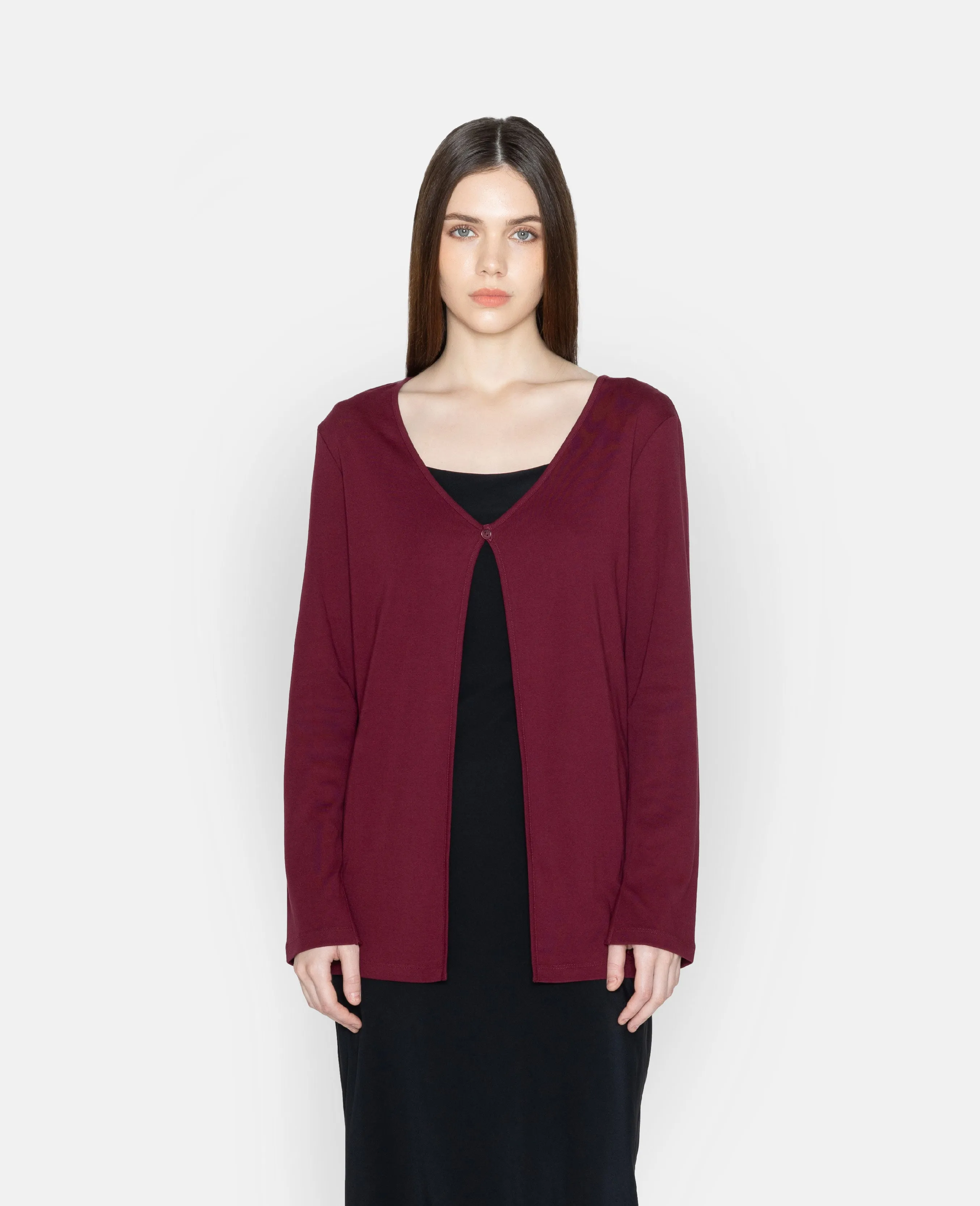 Supima Single Button Ribbed Cardigan