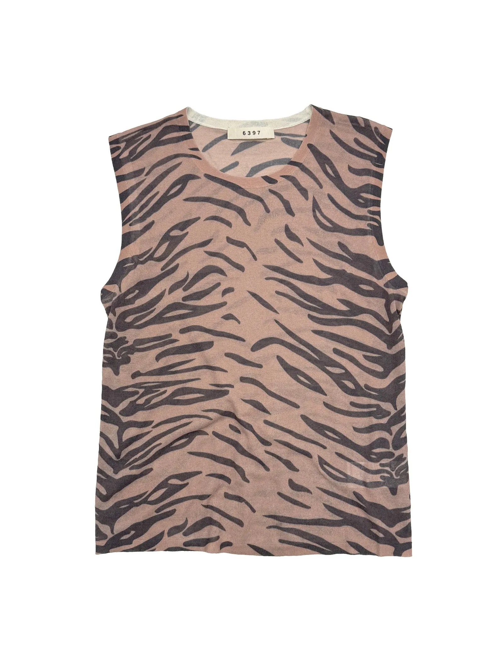 Tiger Printed Sheer Muscle Tank