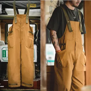 Vintage Casual Work Style Overalls In Khaki