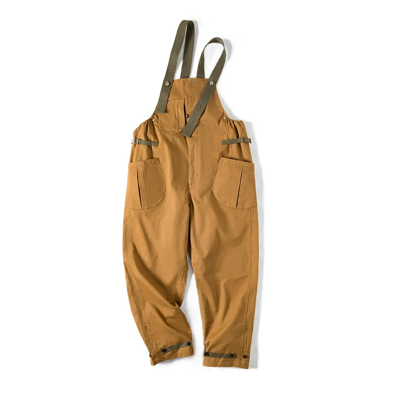 Vintage Casual Work Style Overalls In Khaki