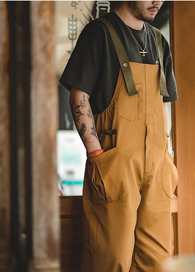 Vintage Casual Work Style Overalls In Khaki