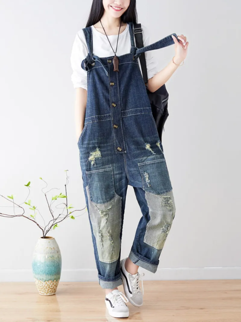 Vintage-Inspired Denim Overalls Dungarees for Women