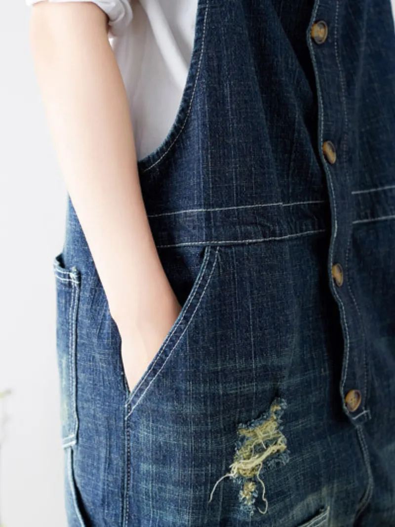 Vintage-Inspired Denim Overalls Dungarees for Women