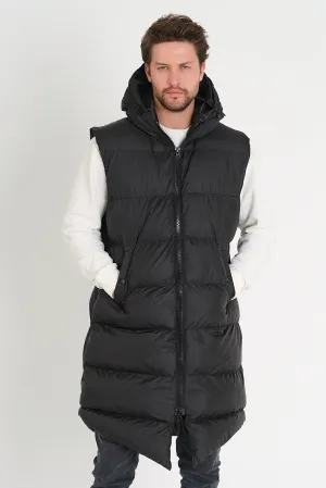 Weyeze Men's Black Long Puffer Vest