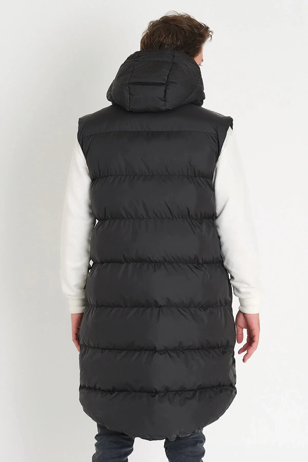 Weyeze Men's Black Long Puffer Vest