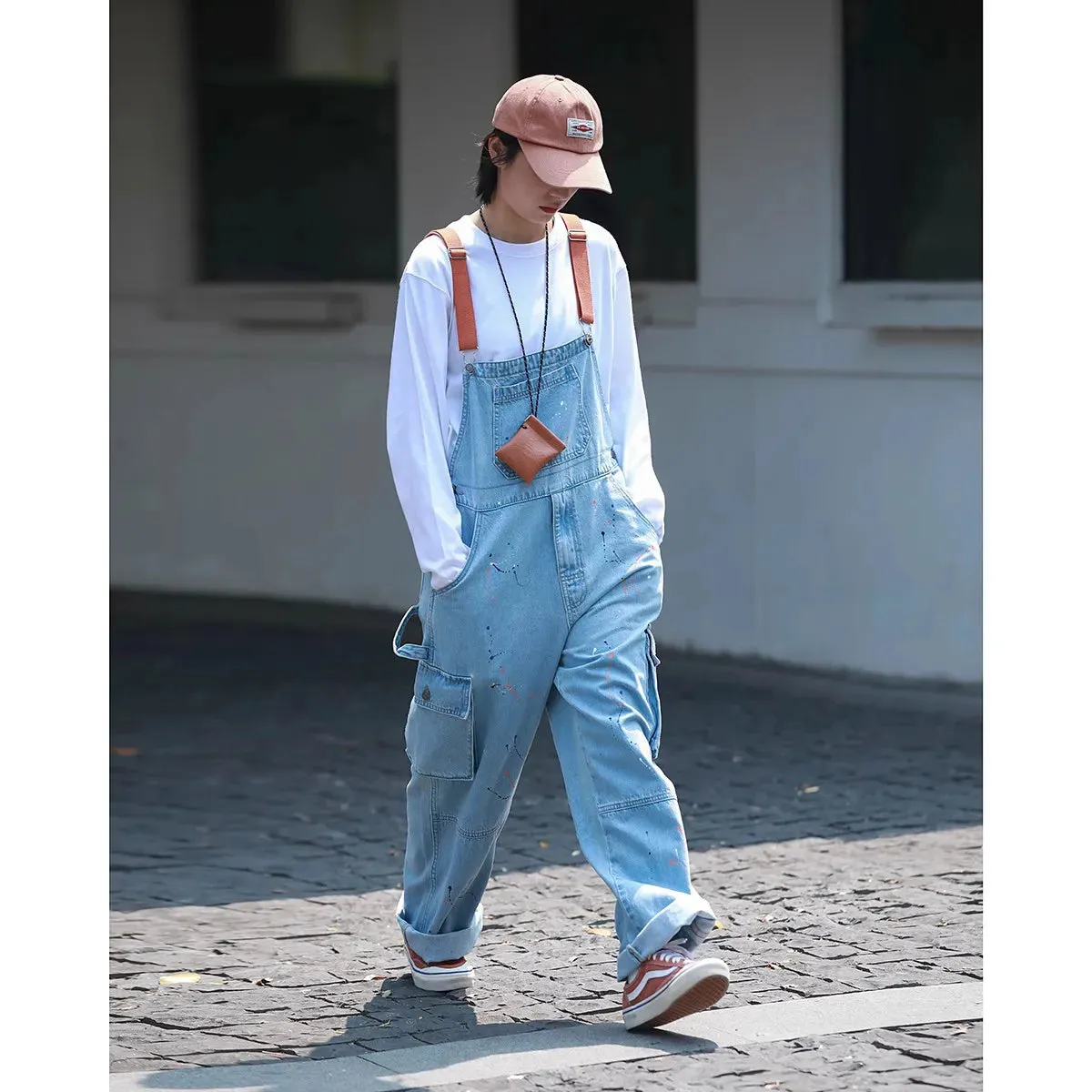 Wiaofellas  -  Stubborn Rabbit Japan fashion Amekaji American vintage Denim Overalls Men and Women Casual Straight Cargo Jumpsuit Fashion