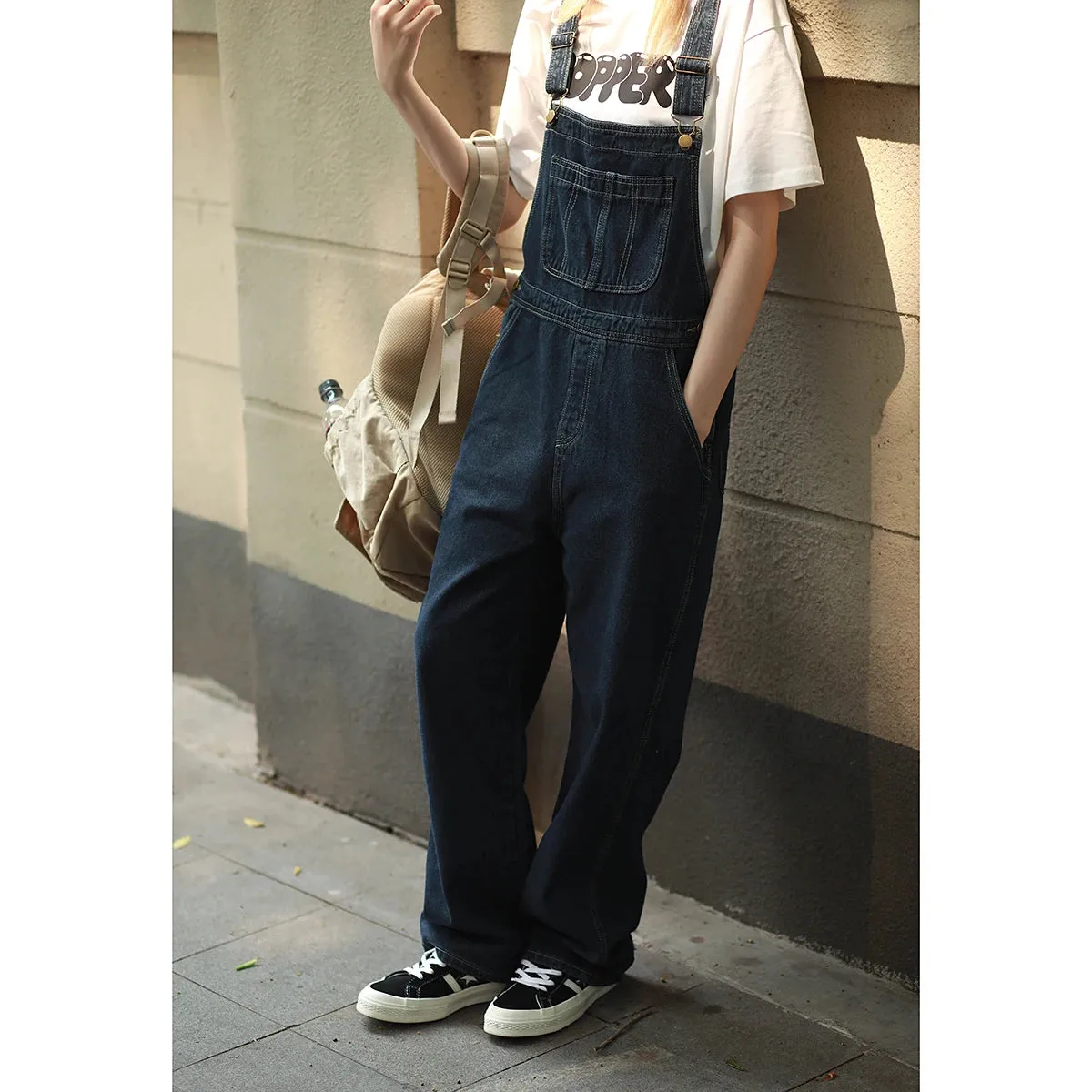 Wiaofellas  -  Stubborn Rabbit Japan fashion Amekaji American vintage Denim Overalls Men and Women Casual Straight Cargo Jumpsuit Fashion