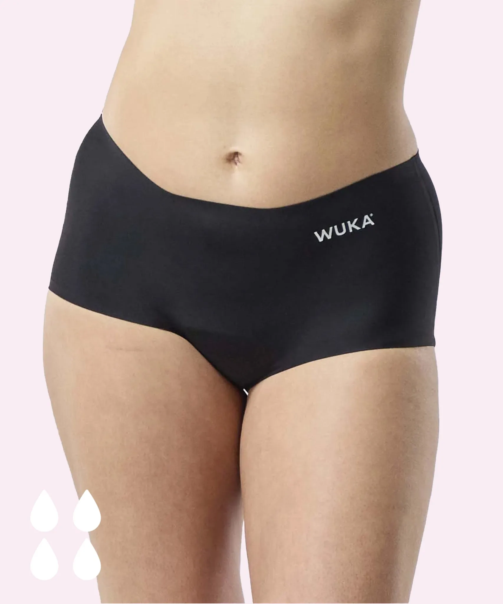 WUKA Teen Stretch Boxer Shorts Black - Heavy Flow